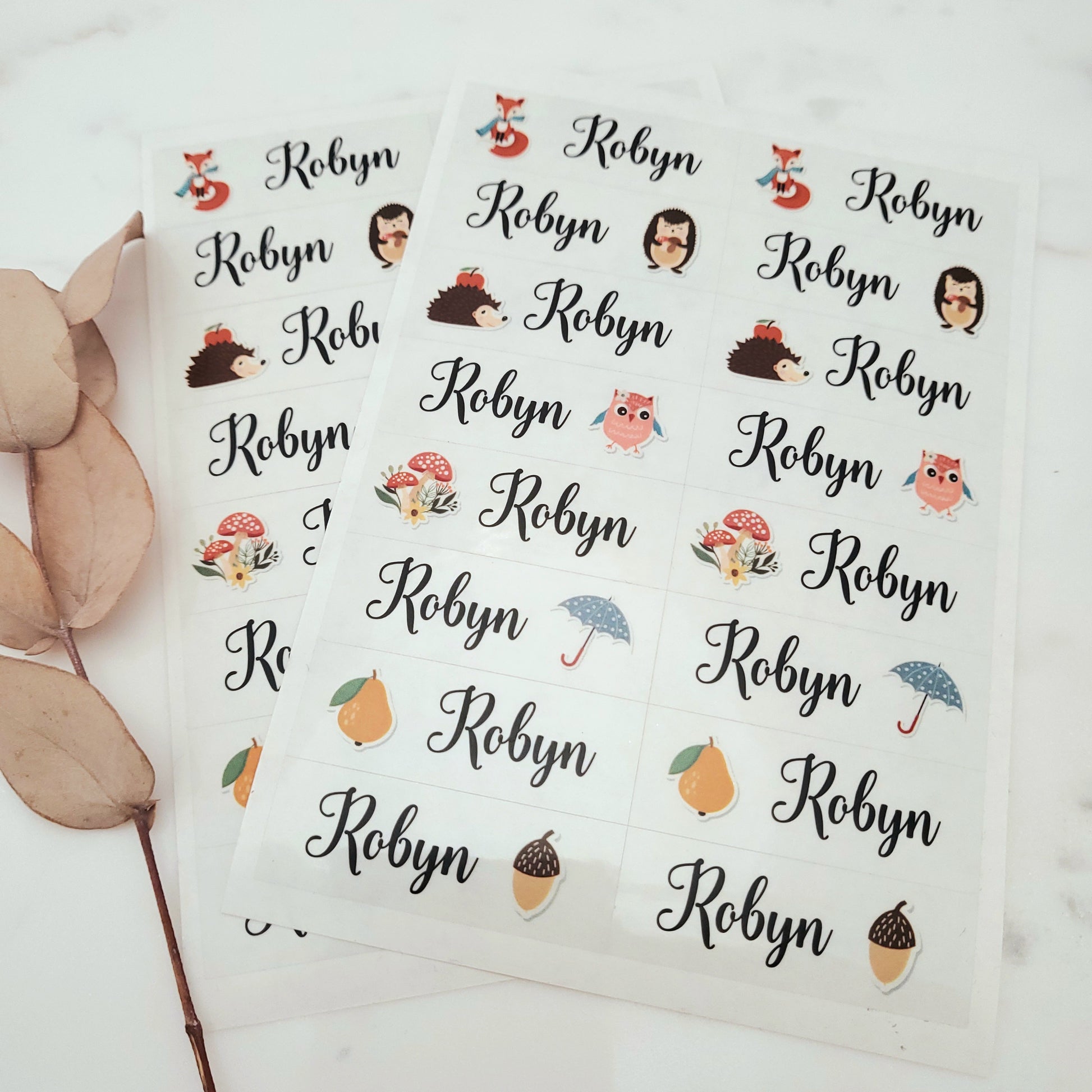 forest themed kids name labels for school supllies -  XOXOKristen 