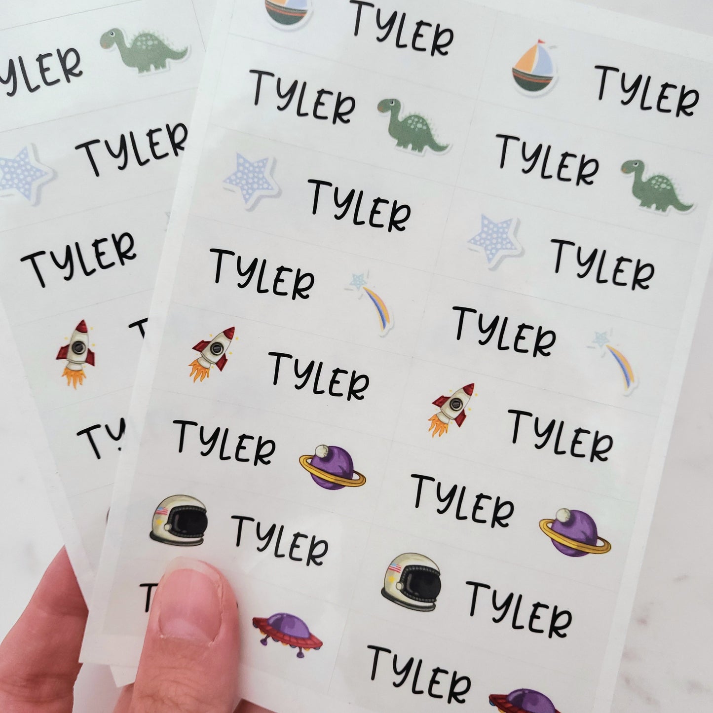 personalized kids name labels with cosmos themed design - XOXOKristen