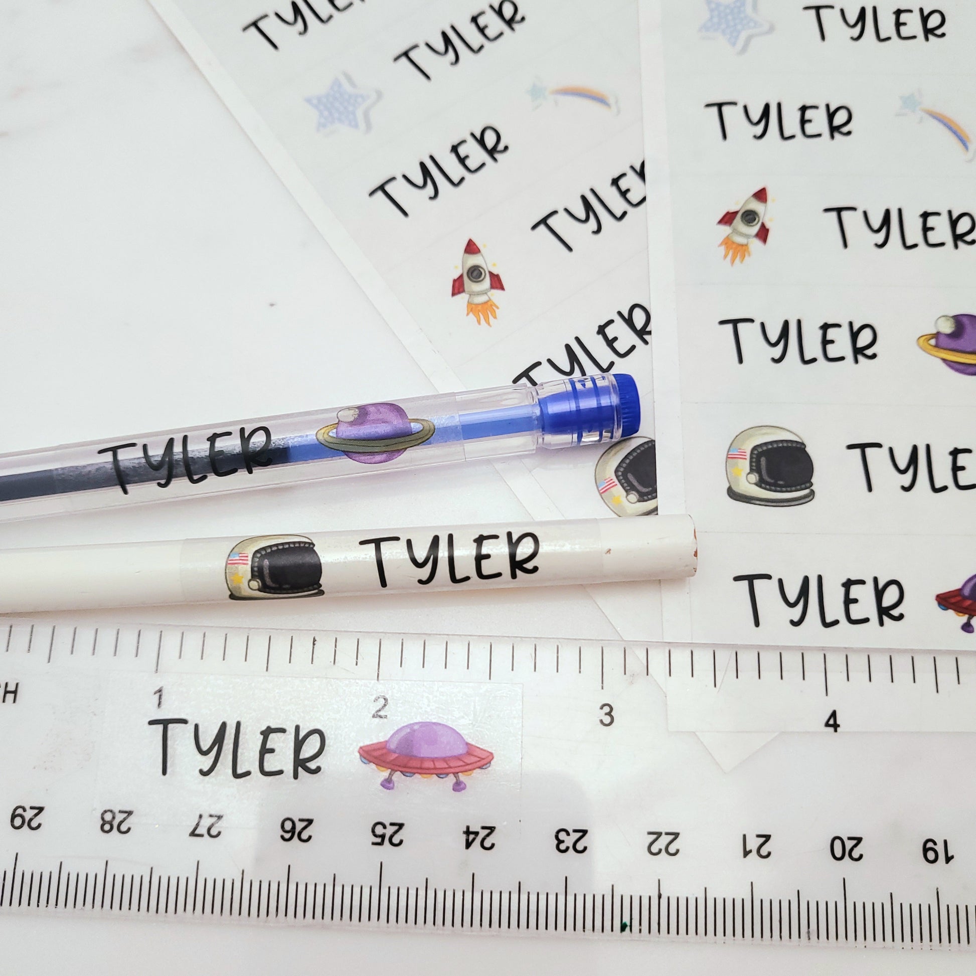 personalized kids name labels with cosmos themed design - XOXOKristen