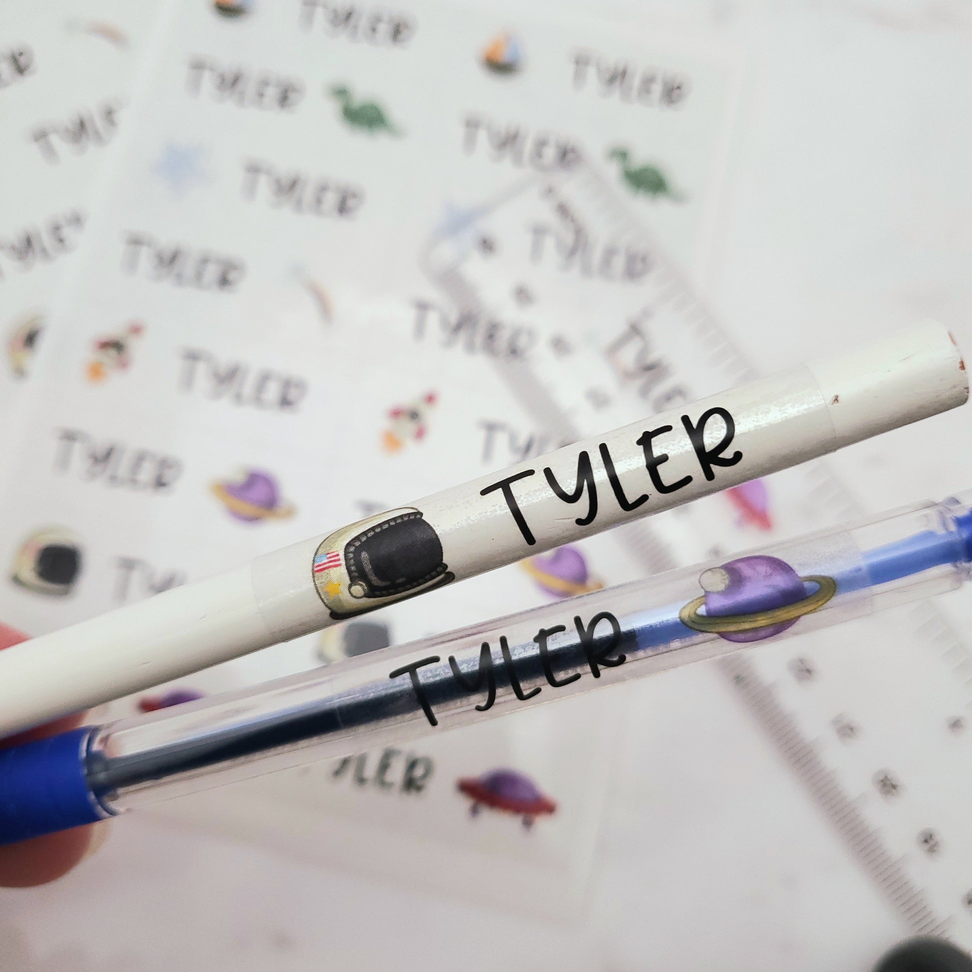 personalized kids name labels with cosmos themed design - XOXOKristen