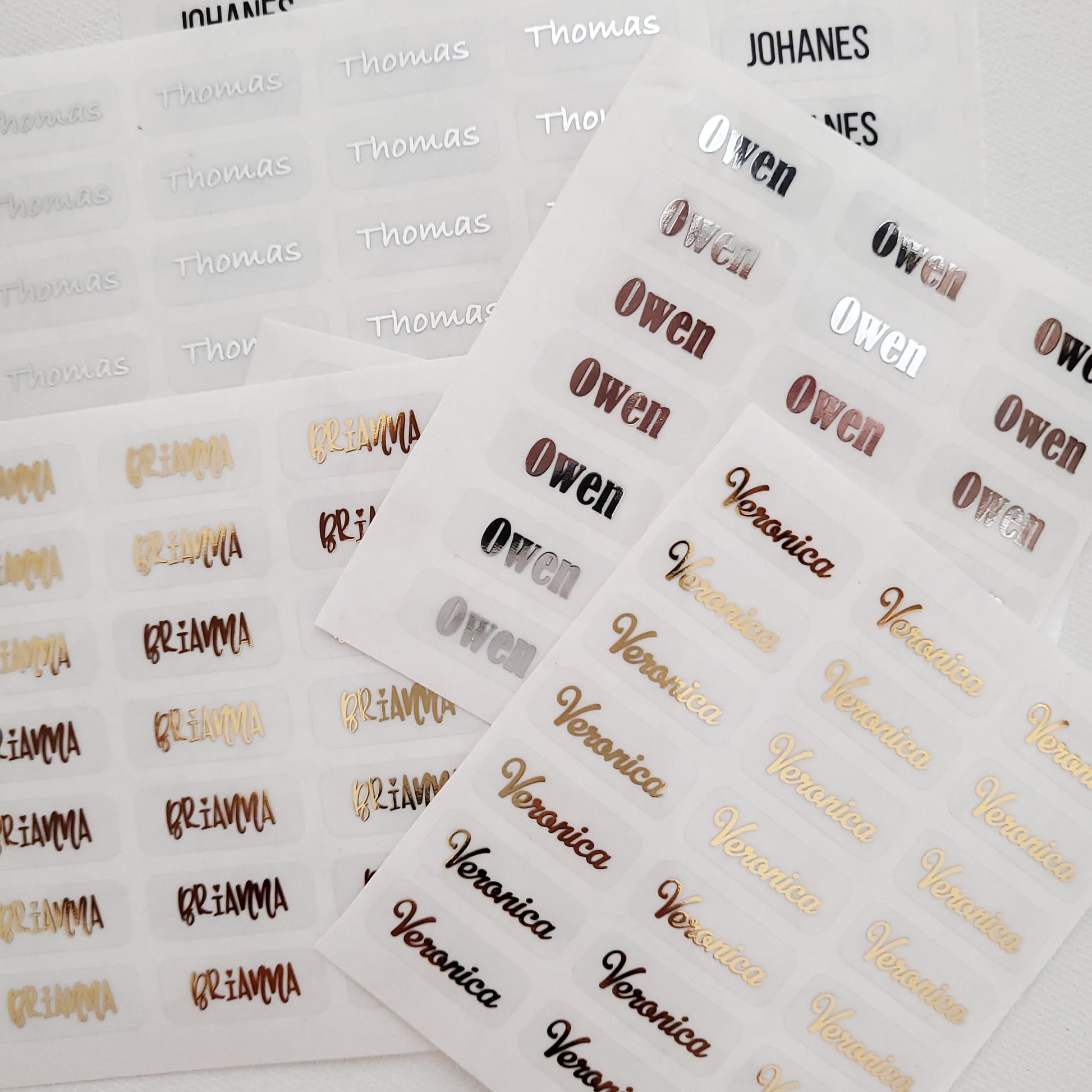 mini gold foiled kids name labels for school supplies - XOXOKristen