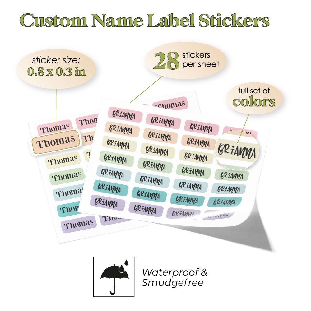 personalized mini kids name labels for school supplies - XOXOKristen