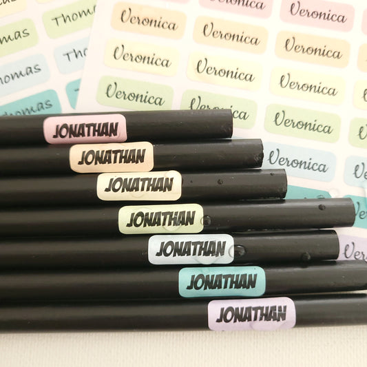 personalized mini kids name labels for school supplies - XOXOKristen