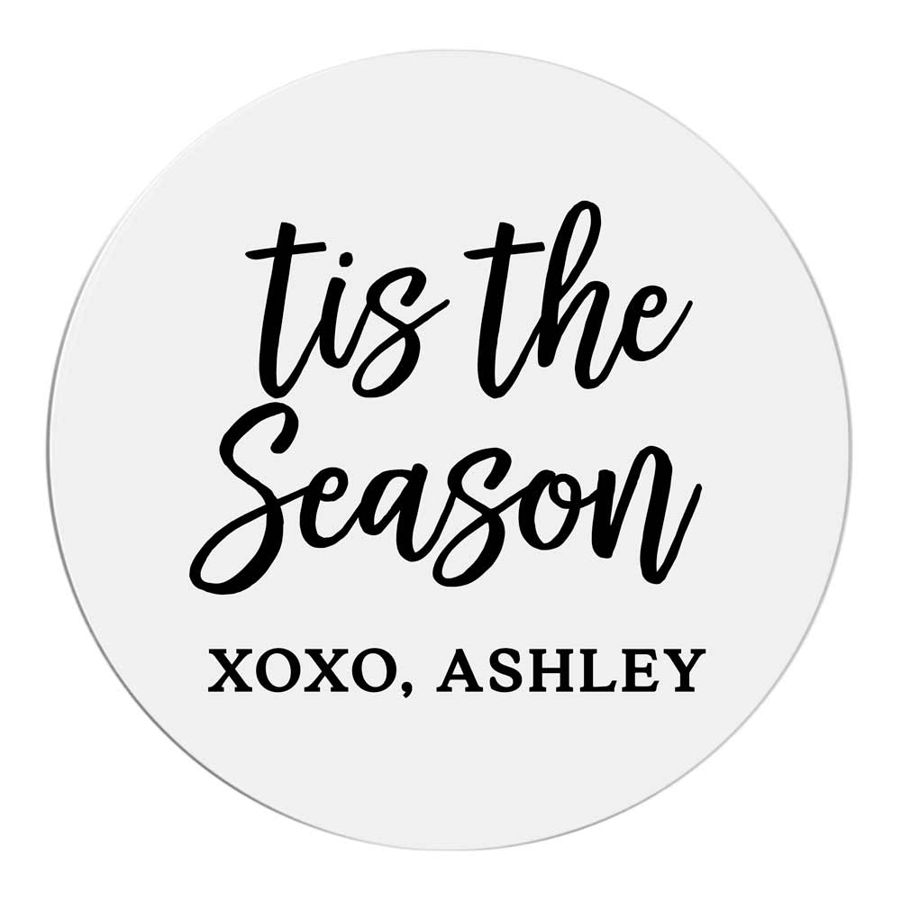 Tis the season personalized clear gold foiled Christmas sticker - XOXOKristen