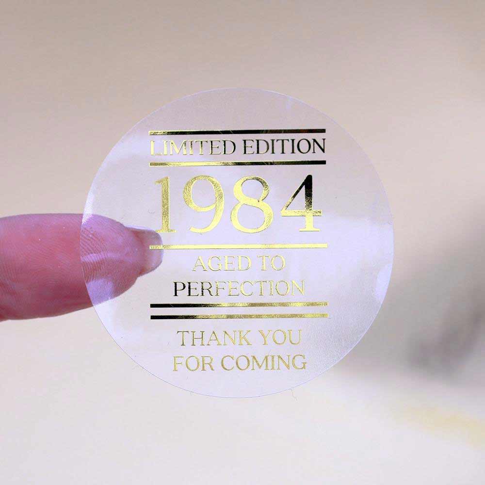 Personalized Transparent Birthday Sticker with Gold foil print - xoxokristen