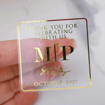 Leaf Ornament & Initials Clear Wedding Sticker - XOXOKristen