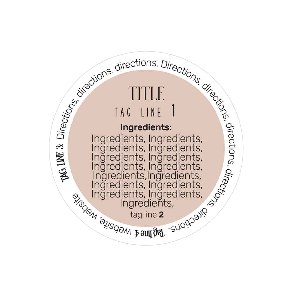 Custom ingredients labeling sticker, waterproof, vinyl round label in elegant designs – XOXOKristen