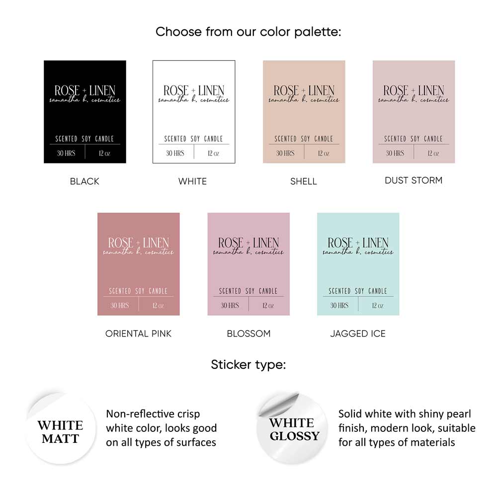 Custom product labeling sticker, waterproof, vinyl rectangular label in elegant designs - XOXOKristen