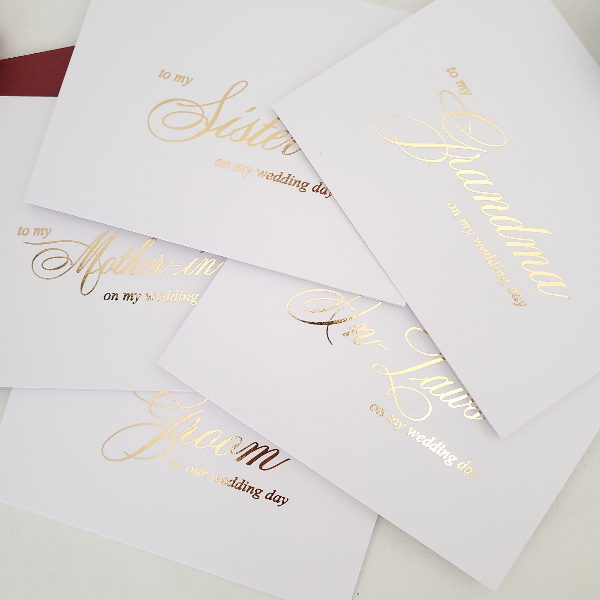 gold foiled to my in-laws on my weddind day note card -  XOXOKristen