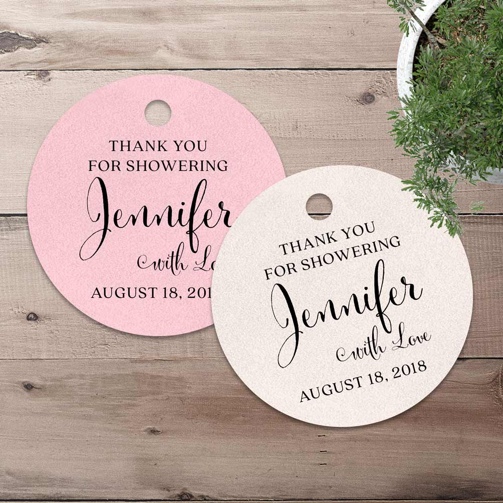 Round thank you for showering favor tags - XOXOKristen