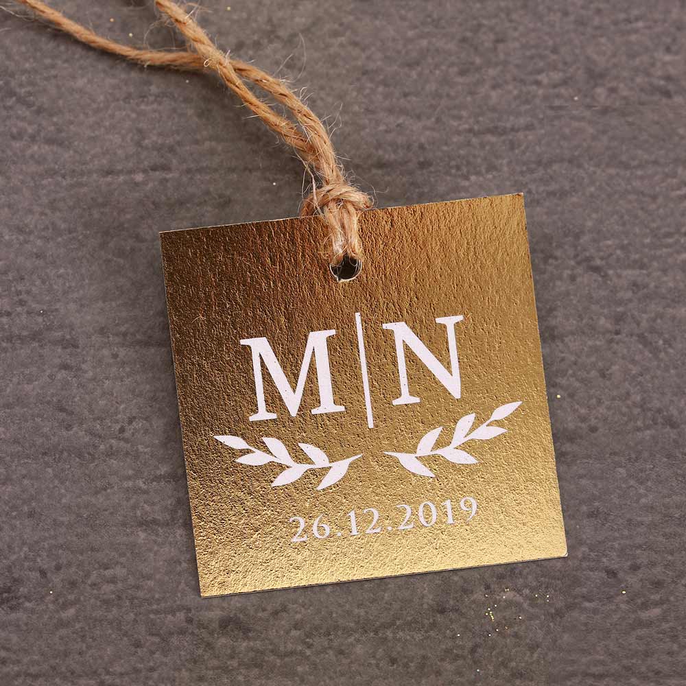 Personalized gold monogram favor tag with ornaments design - XOXOKristen