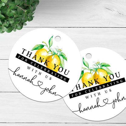 Personalized wedding favors hang tags with lemon design  - XOXOKristen