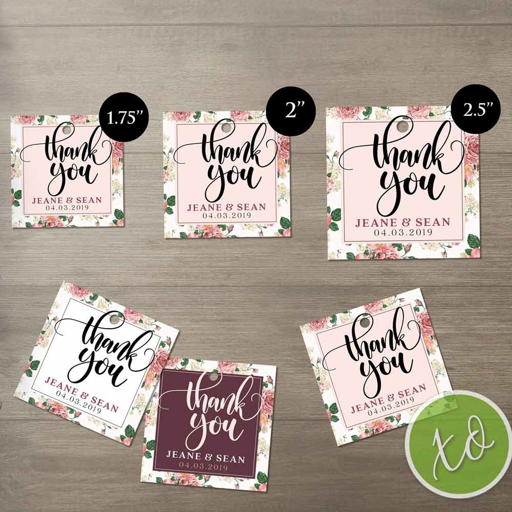 Personalized fancy script thank you gift tags. Custom wedding favor tags - XOXOKristen