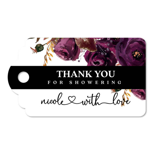 Dark purple Thank you favor tags for baby or bridal shower - XOXOKristen