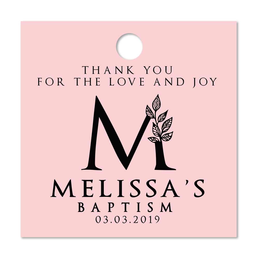 Personalized baptism and christening monogram favors hang tag - XOXOKrsiten