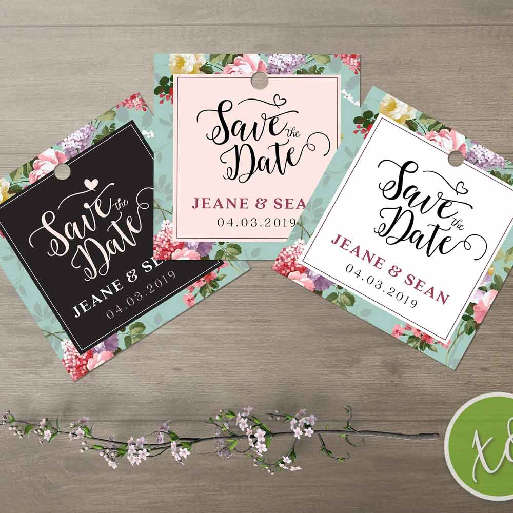 Personalzied Save the date tags. Custom lovely script gifttags - XOXOKristen