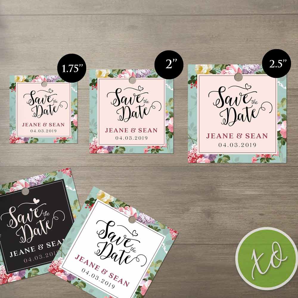 Personalzied Save the date tags. Custom lovely script gifttags - XOXOKristen