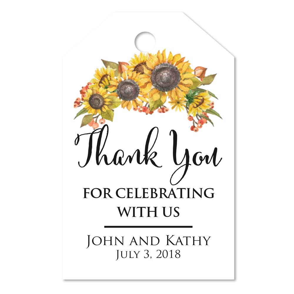 Personalized Sunflower Favor Tags. Custom Thank You Gift Tags - XOXOKristen