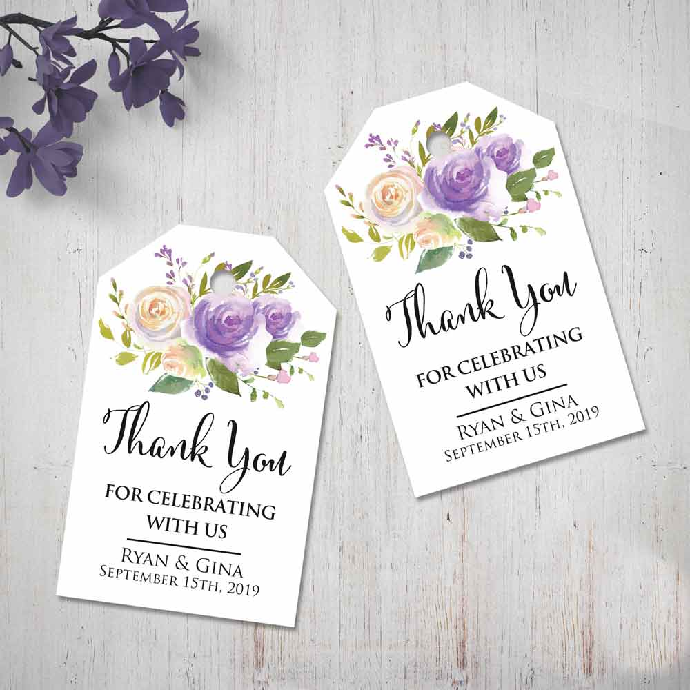 Personalized Purple Gift Tags. Custom Purple Thank you favor tags - XOXOKristen