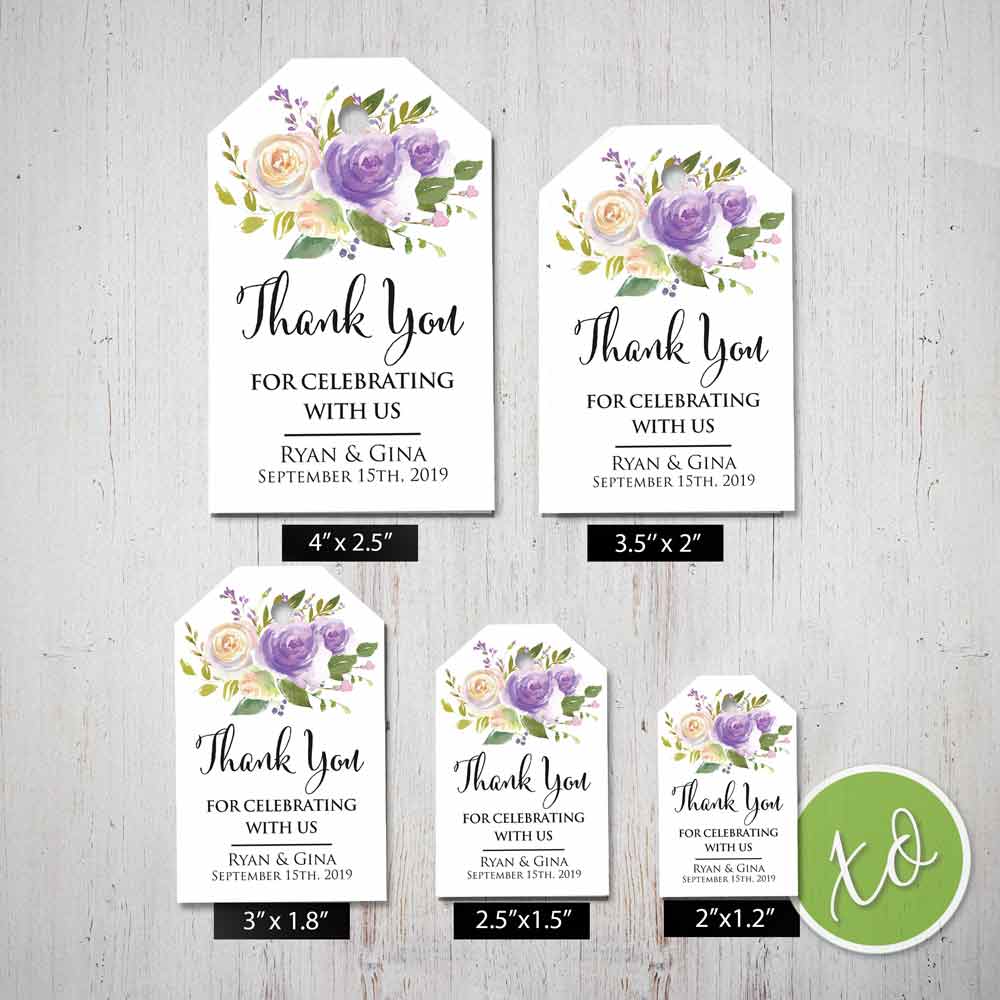Personalized Purple Gift Tags. Custom Purple Thank you favor tags - XOXOKristen