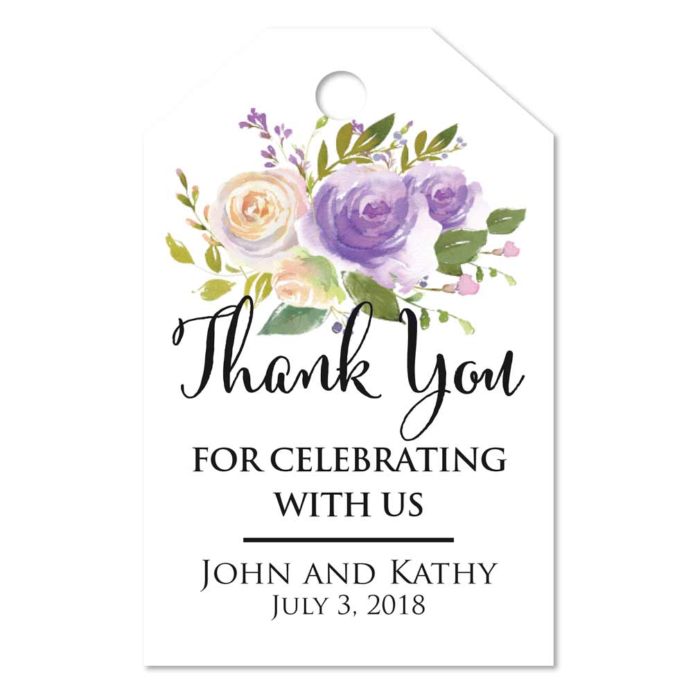 Personalized Purple Gift Tags. Custom Purple Thank you favor tags - XOXOKristen