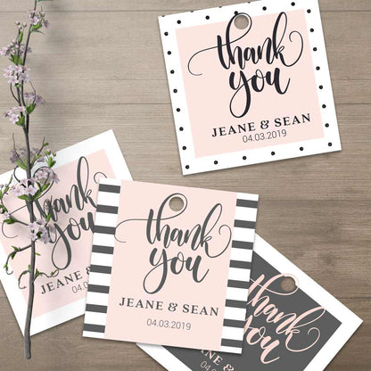 Personalized wedding favor tags in grey - XOXOKristen