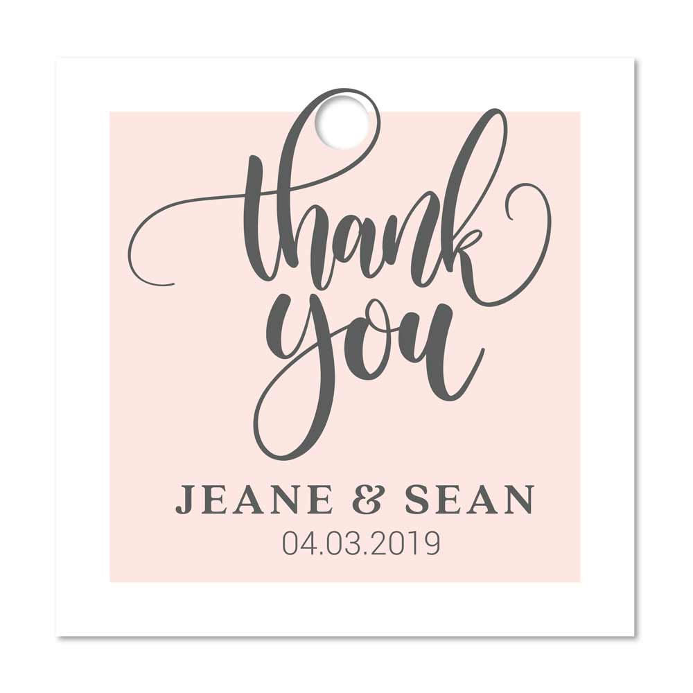 Personalized thank you wedding favor tags in blush - XOXOKristen