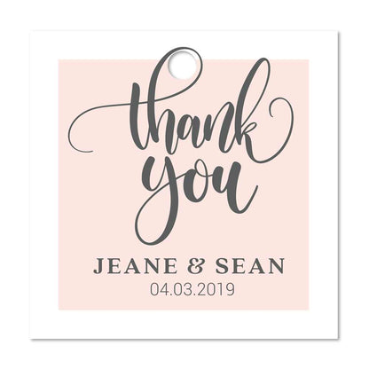 Personalized thank you wedding favor tags in blush - XOXOKristen