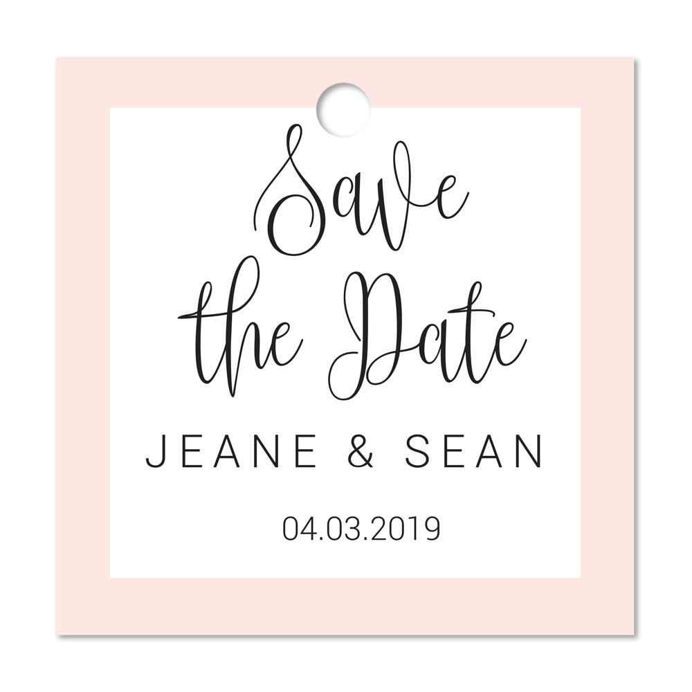 Personalized blush save the date wedding favor tags - XOXOKristen