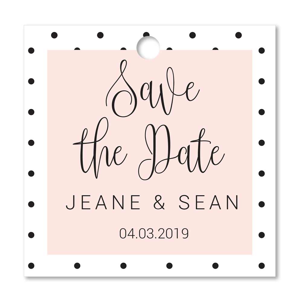 Personalized blush save the date wedding favor tags - XOXOKristen