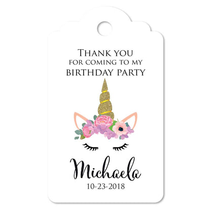 Personalized unicorn birthday themed thank you favor tag - XOXOKristen