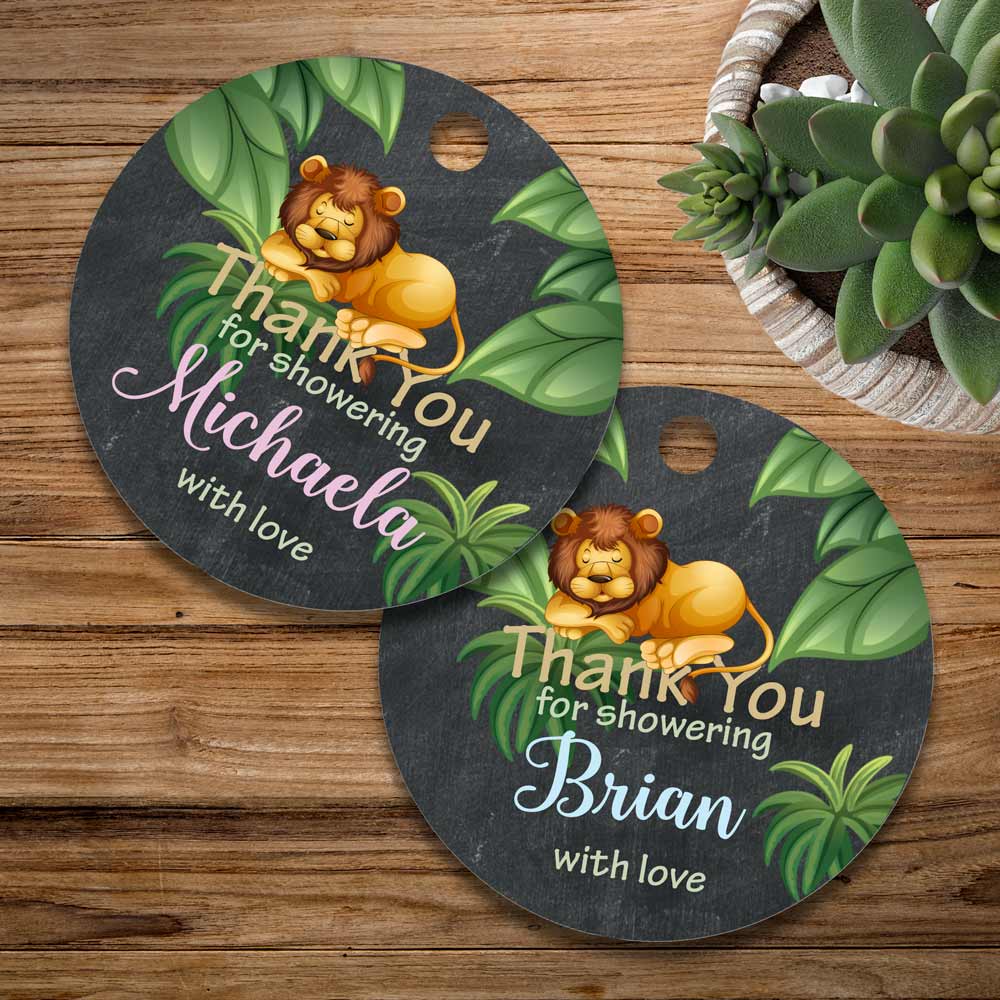 Personalized baby shower thank you favor tag jungle design - XOXOKristen
