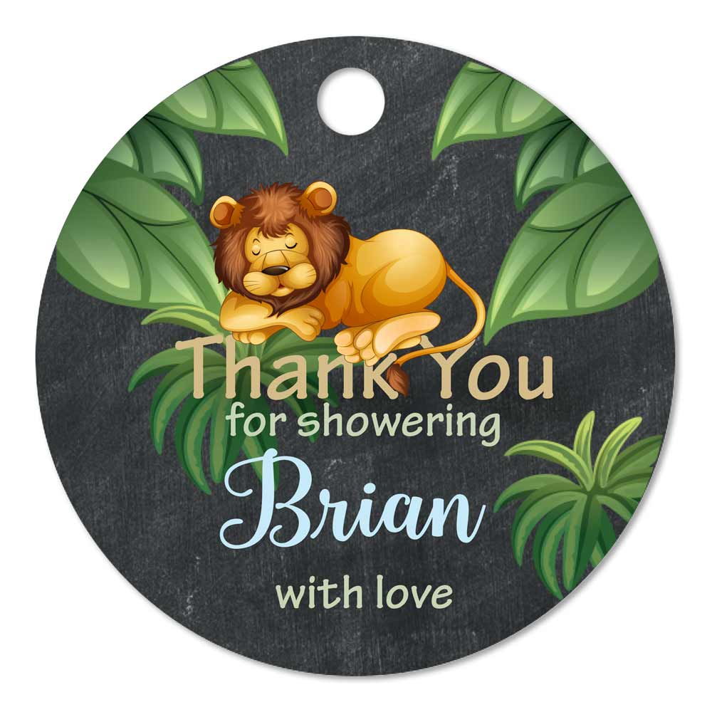 Personalized baby shower thank you favor tag jungle design - XOXOKristen