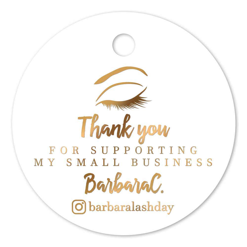 Round gold foiled Thank you for supporting my small business  tags - XOXOKristen