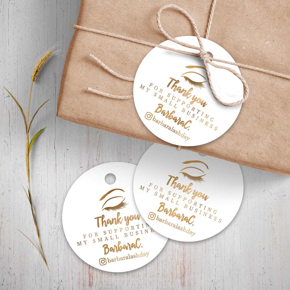Round gold foiled Thank you for supporting my small business  tags - XOXOKristen