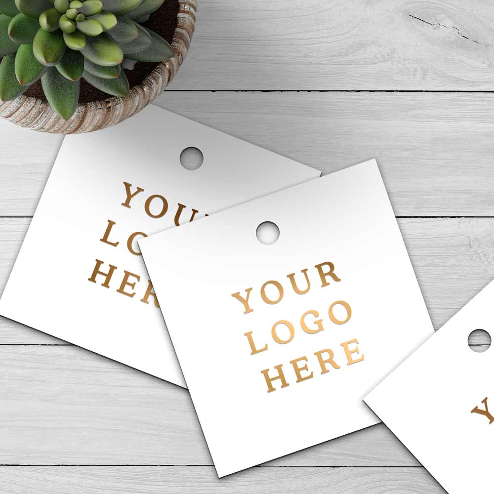 Personalized square tag with custom logo -XOXOKristen