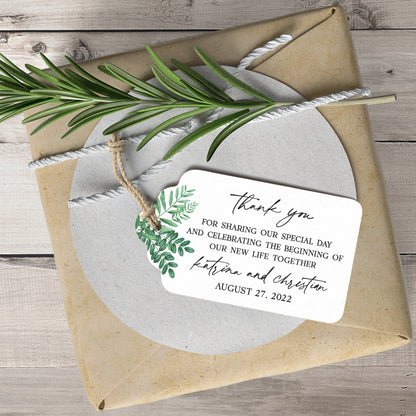 custom wedding favor tags in greenery design - XOXOKristen