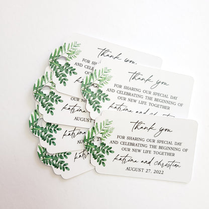 custom wedding favor tags in greenery design - XOXOKristen