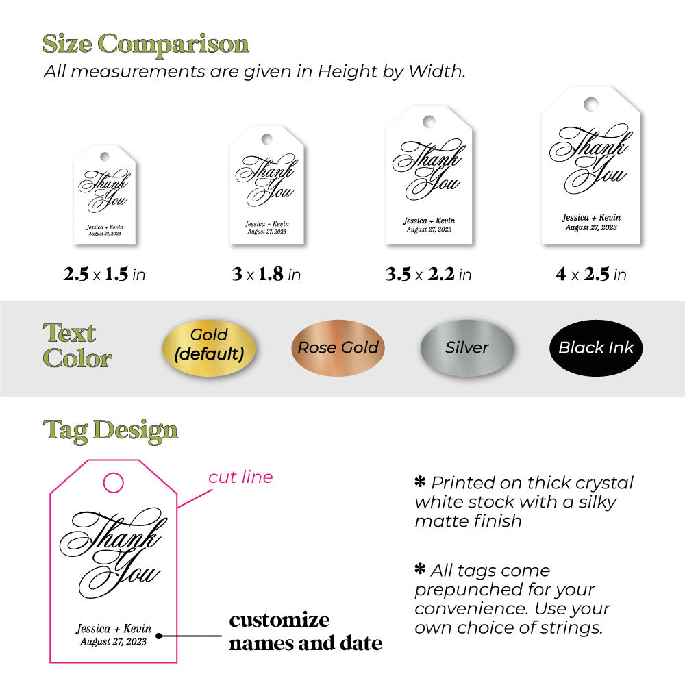 gold foiled wedding favor tags - XOXOKristen