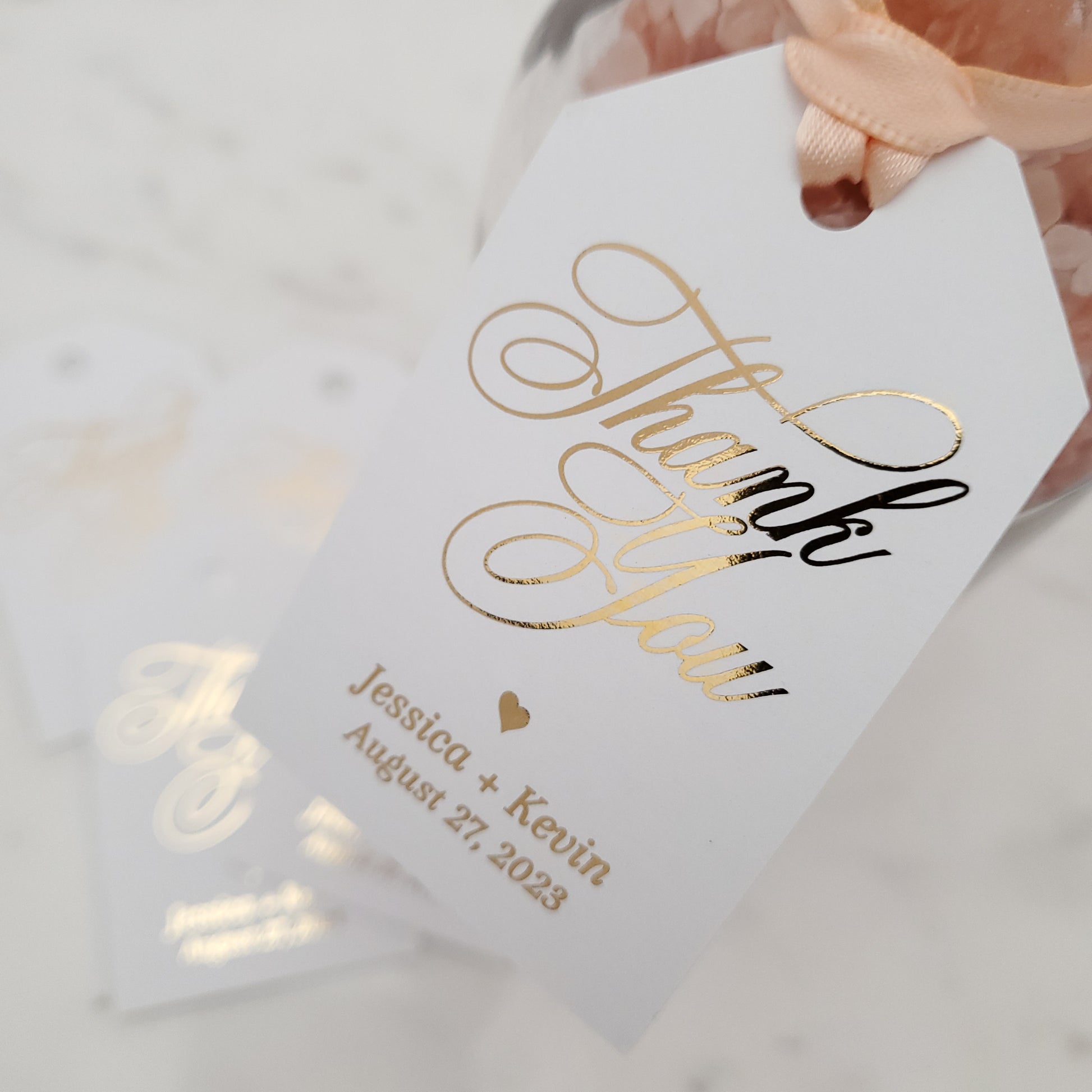 gold foiled wedding favor tags - XOXOKristen