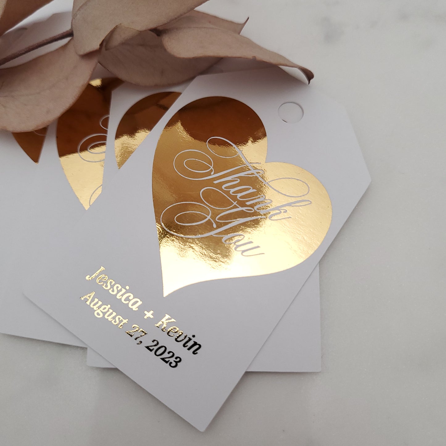 gold foiled thank you tags with heart - XOXOKristen