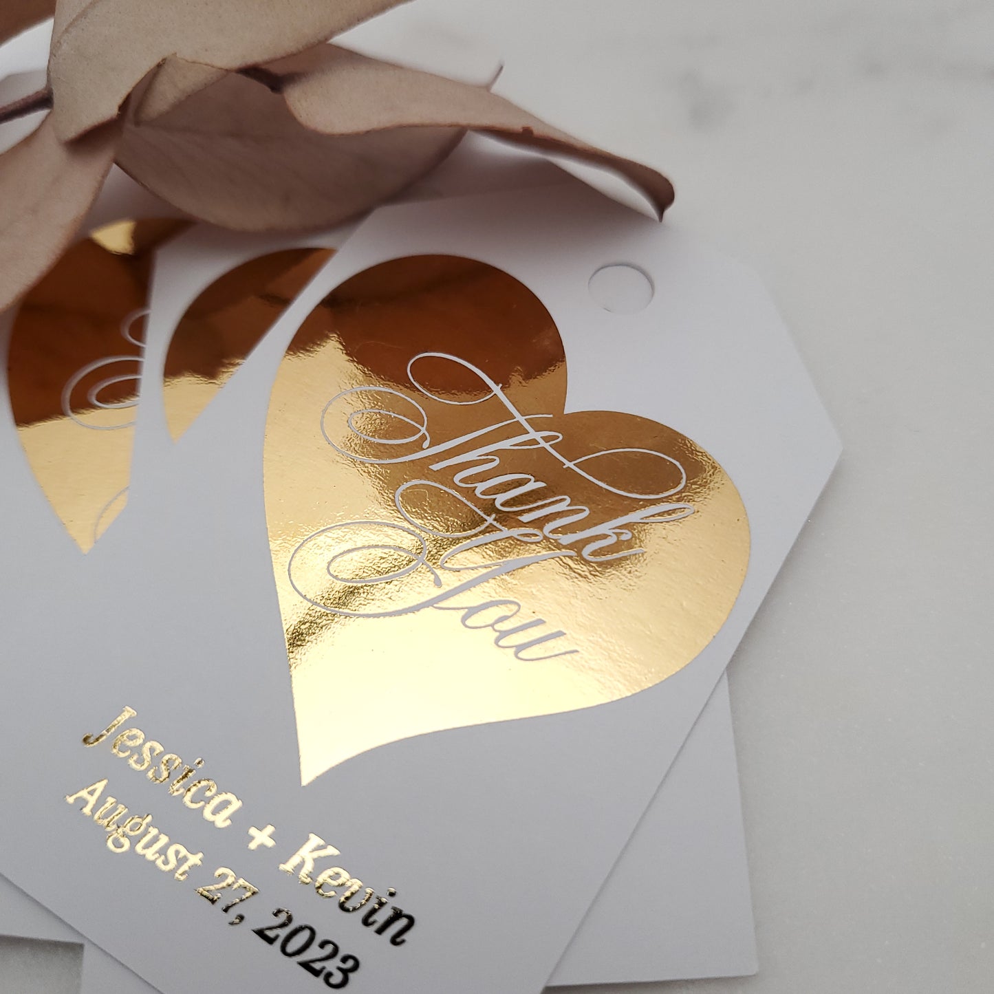 gold foiled thank you tags with heart - XOXOKristen