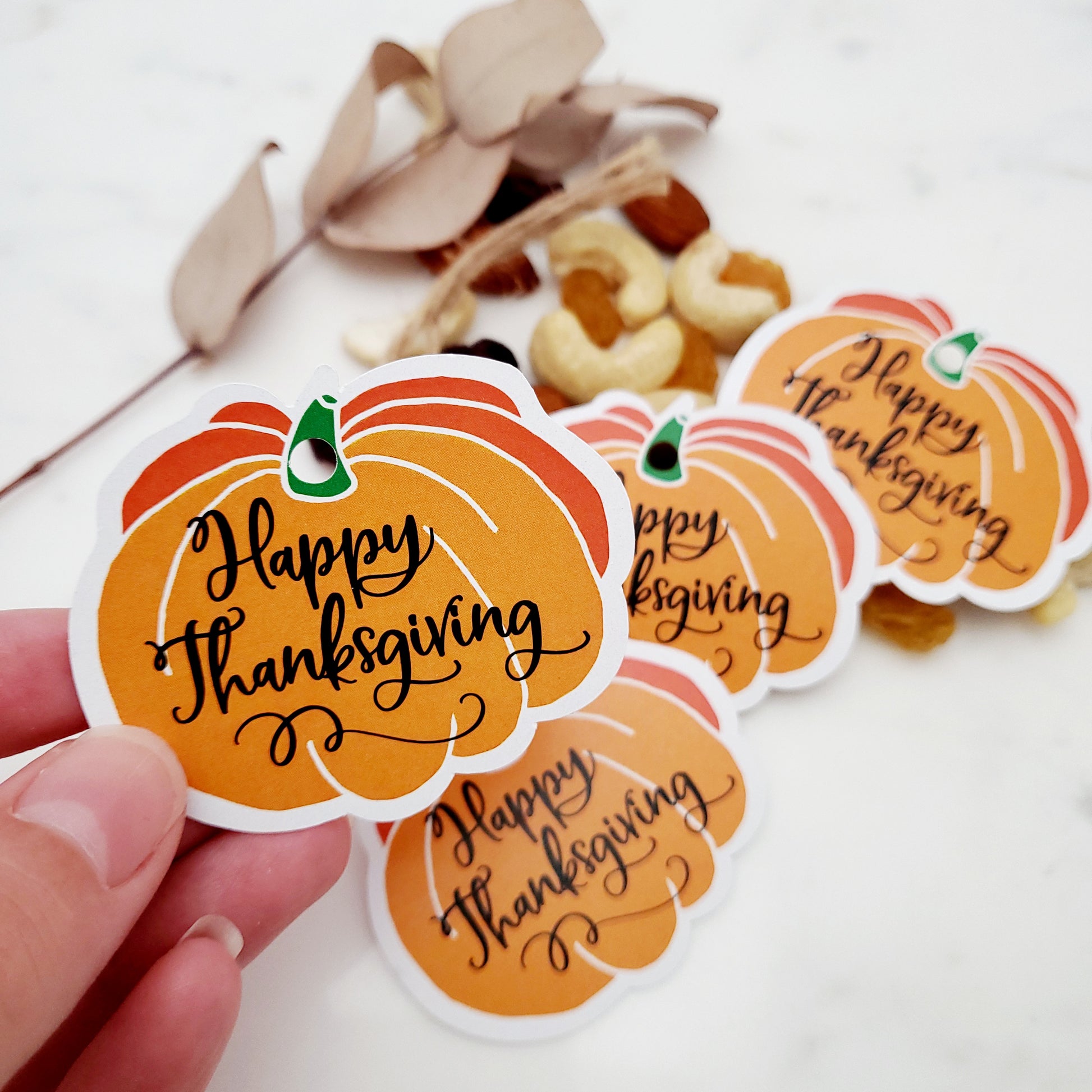 pumpkin shaped happy thanksgivig tag - XOXOKristen