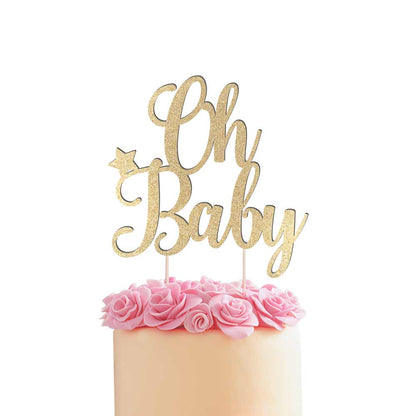 Oh baby birthday, baby shower, baptism or christening cake topper. Gold glitter – XOXOKristen