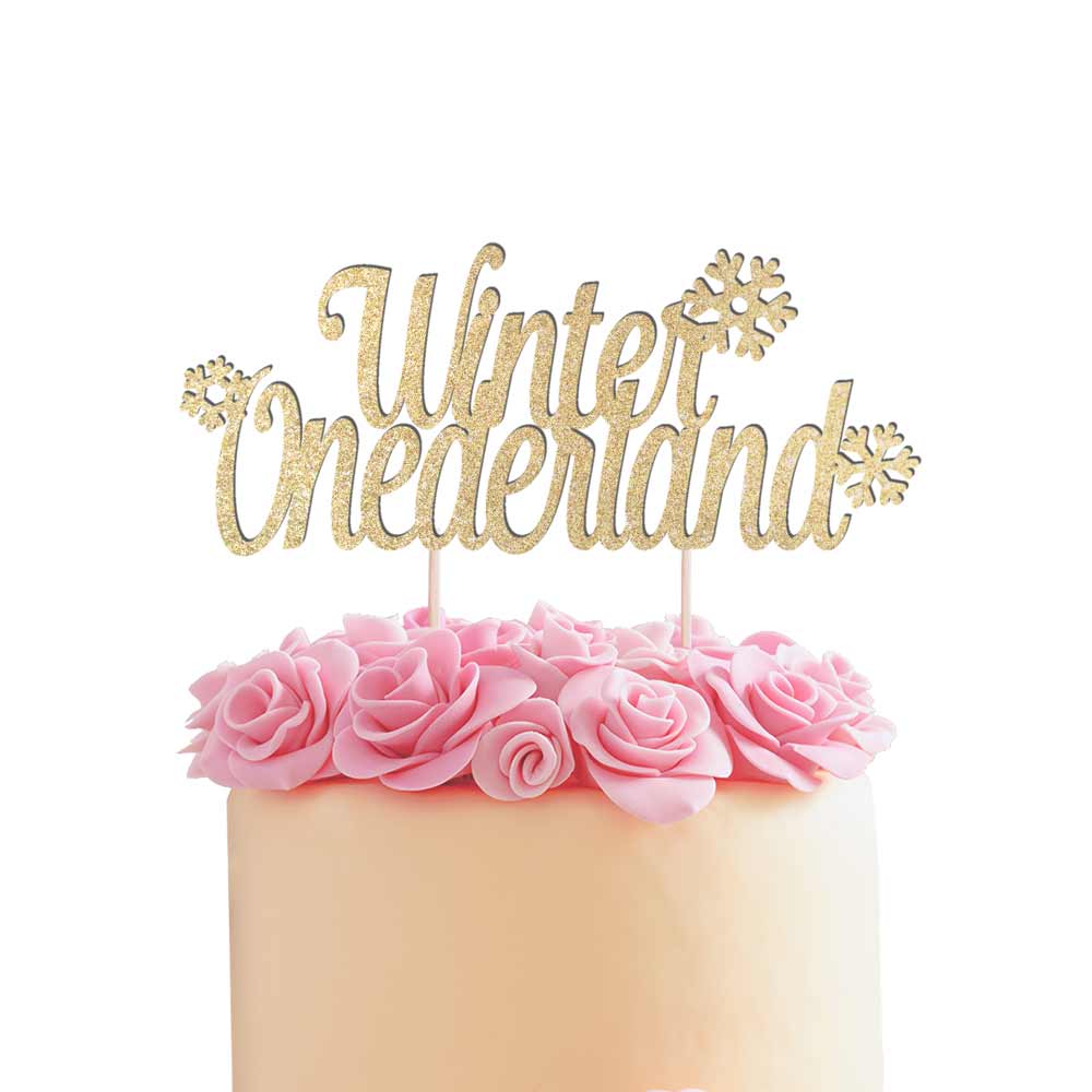 Winter Onederland gold glitter cake topper - XOXOKristen