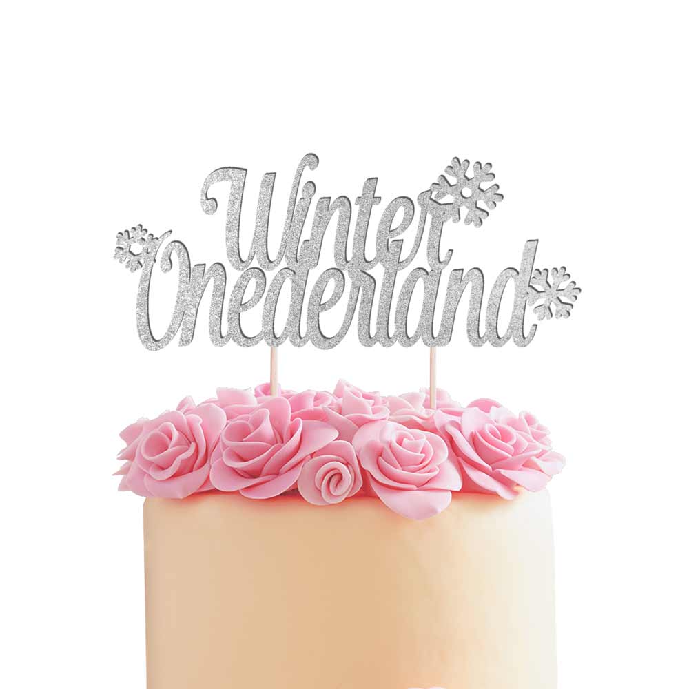 Winter Onederland silver glitter cake topper - XOXOKristen