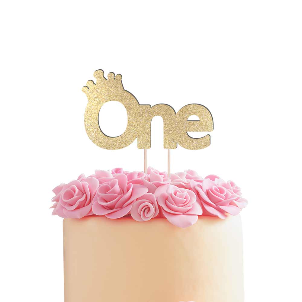Gold glitter first birthday cake topper -  XOXOKristen