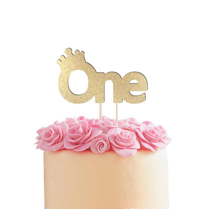Gold glitter first birthday cake topper -  XOXOKristen