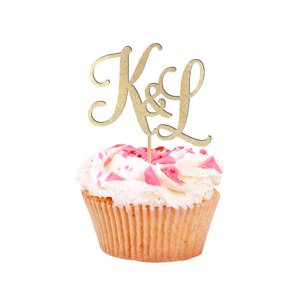 Custom Initials Cupcake Toppers Set of 12 - XOXOKristen