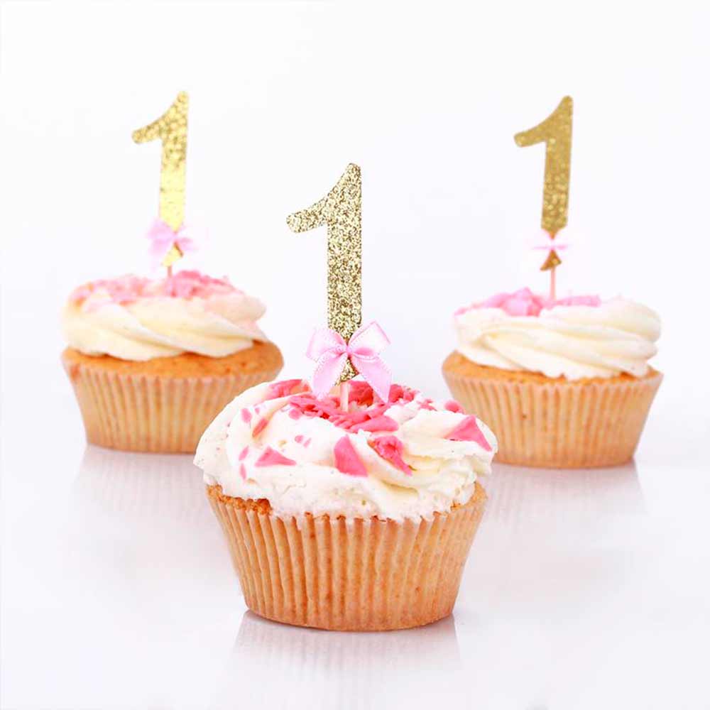 First Birthday One with Ribbon Cupcake Topper